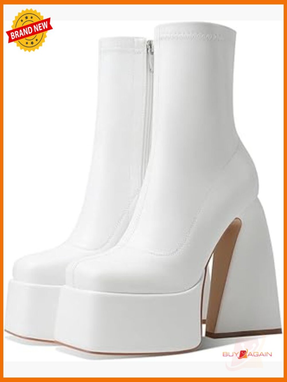 Platform Ankle Boots Chunky Heel Square Toe Side Zipper Women's Shoes